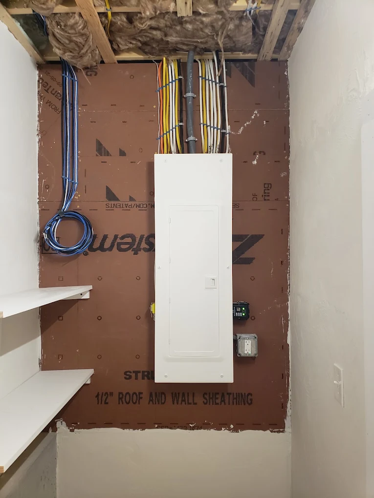 Electrical panel install with organized home-run wiring